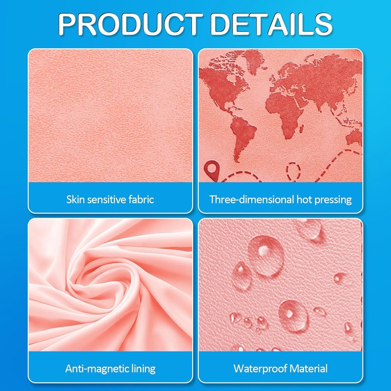 Sovirose Passport Holders, RFID Blocking Credit Card Holder, PU Leather Passport Holders for Travel with Magnetic Buckle, Travel Must Haves Cruise Ship Essentials for Men, Women (Pink) - Image 4